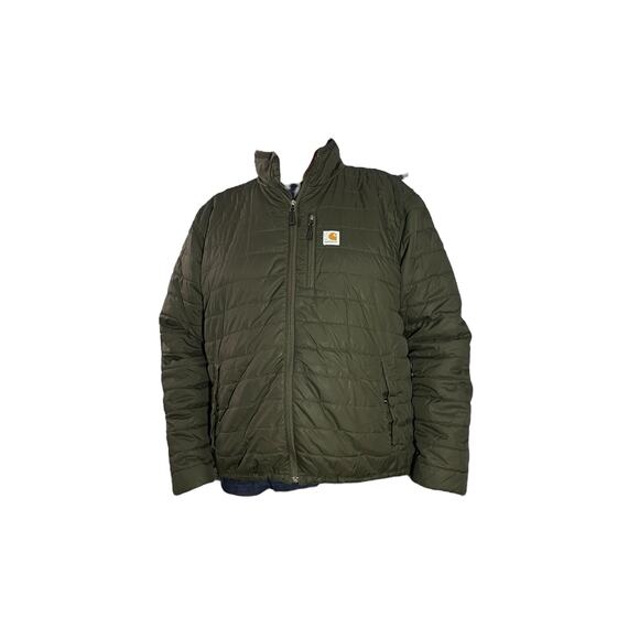 Carhartt Men’s Olive Green Puffer Jacket - Size 2XL - Full Zip Nylon Shell - Picture 9 of 16